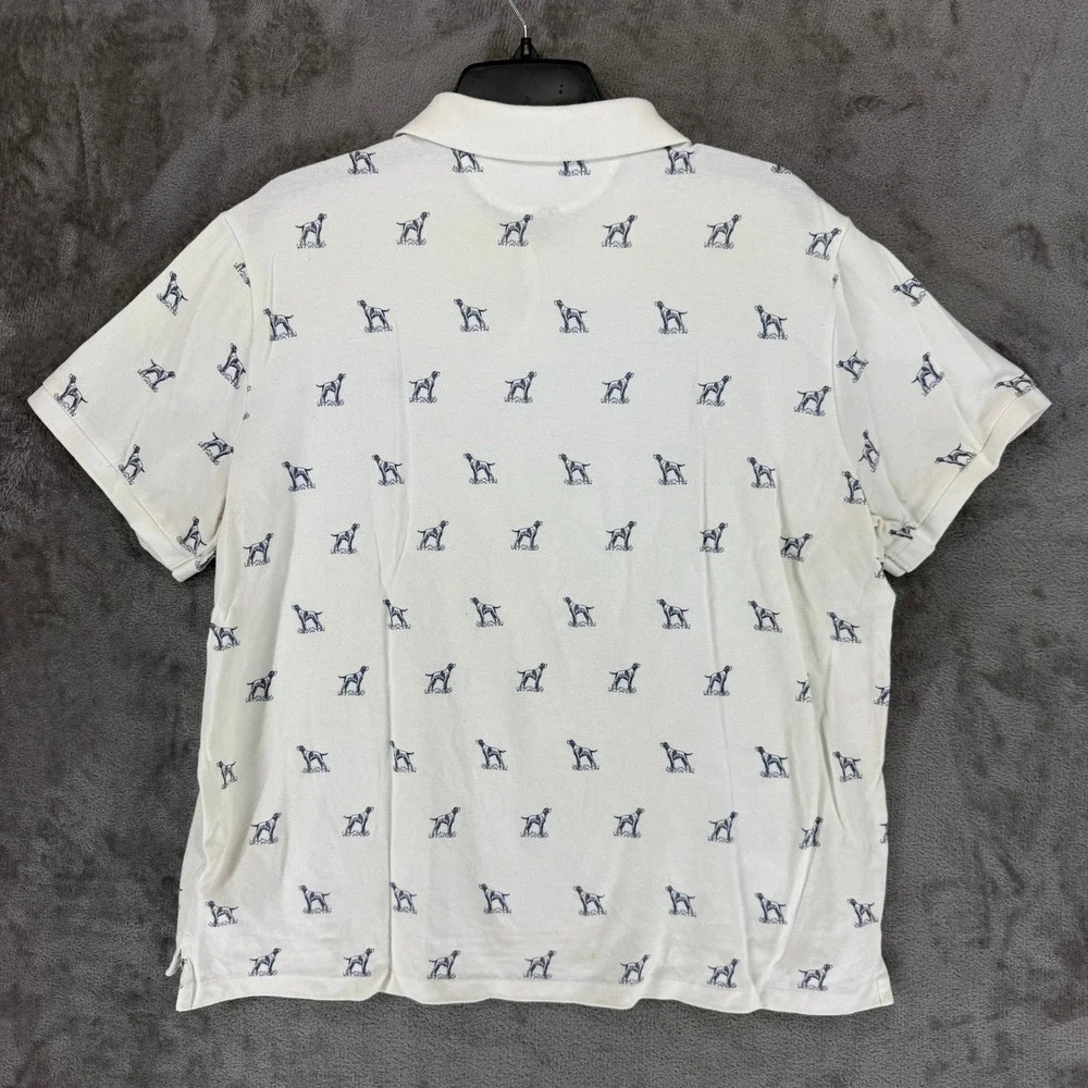 Polo Ralph Lauren Mens XXL White Pointer Dog Print‎ Classic Fit Polo Shirt